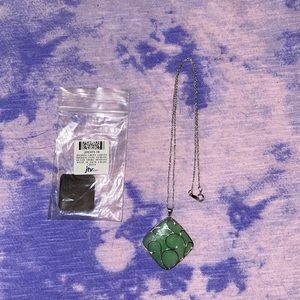 GreenJadeite Rhodium,Sterling Silver Swirl Pendant